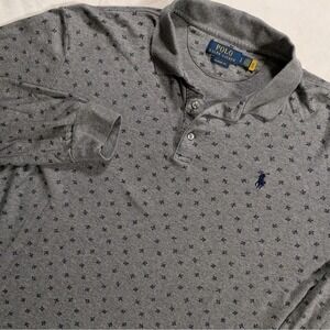 Polo Ralph Lauren Classic Men's Large Metallic Gray AOP Ribbed Cuff Soft Cotton